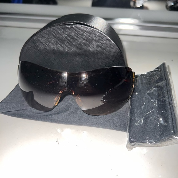 PRADA SHIELD SUNGLASSES BROWN ! - Picture 1 of 4